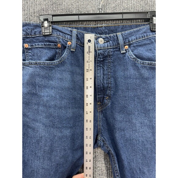 Levis 505 Regular Straight Leg Jeans Mens 36x32 Blue Denim Stretch Medium Wash - Picture 8 of 11
